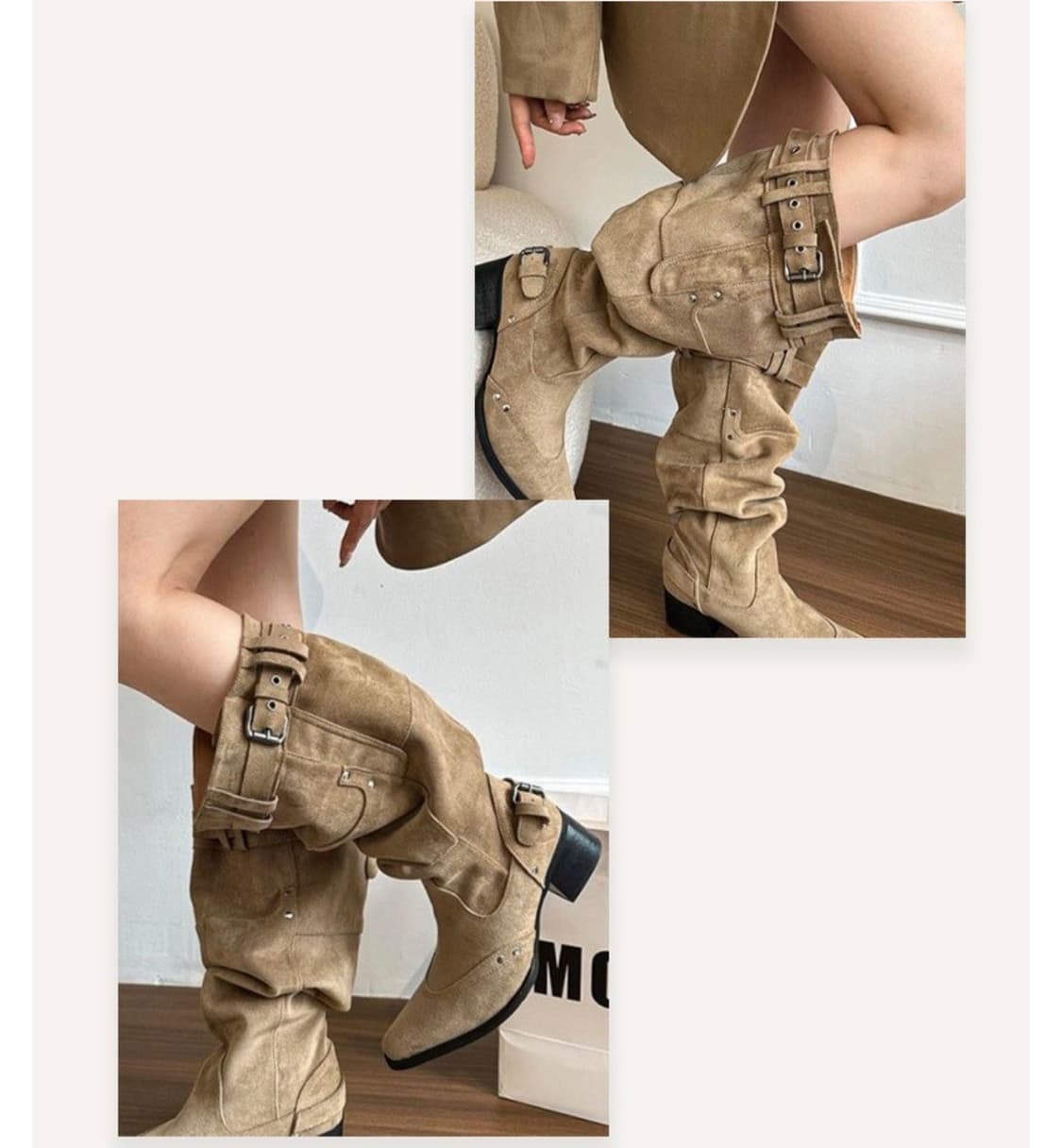 새것 페이퍼먼츠 루즈핏 와이드핏 웨스턴핏 세무가죽 롱부츠 230 착화감굿 상품이미지4