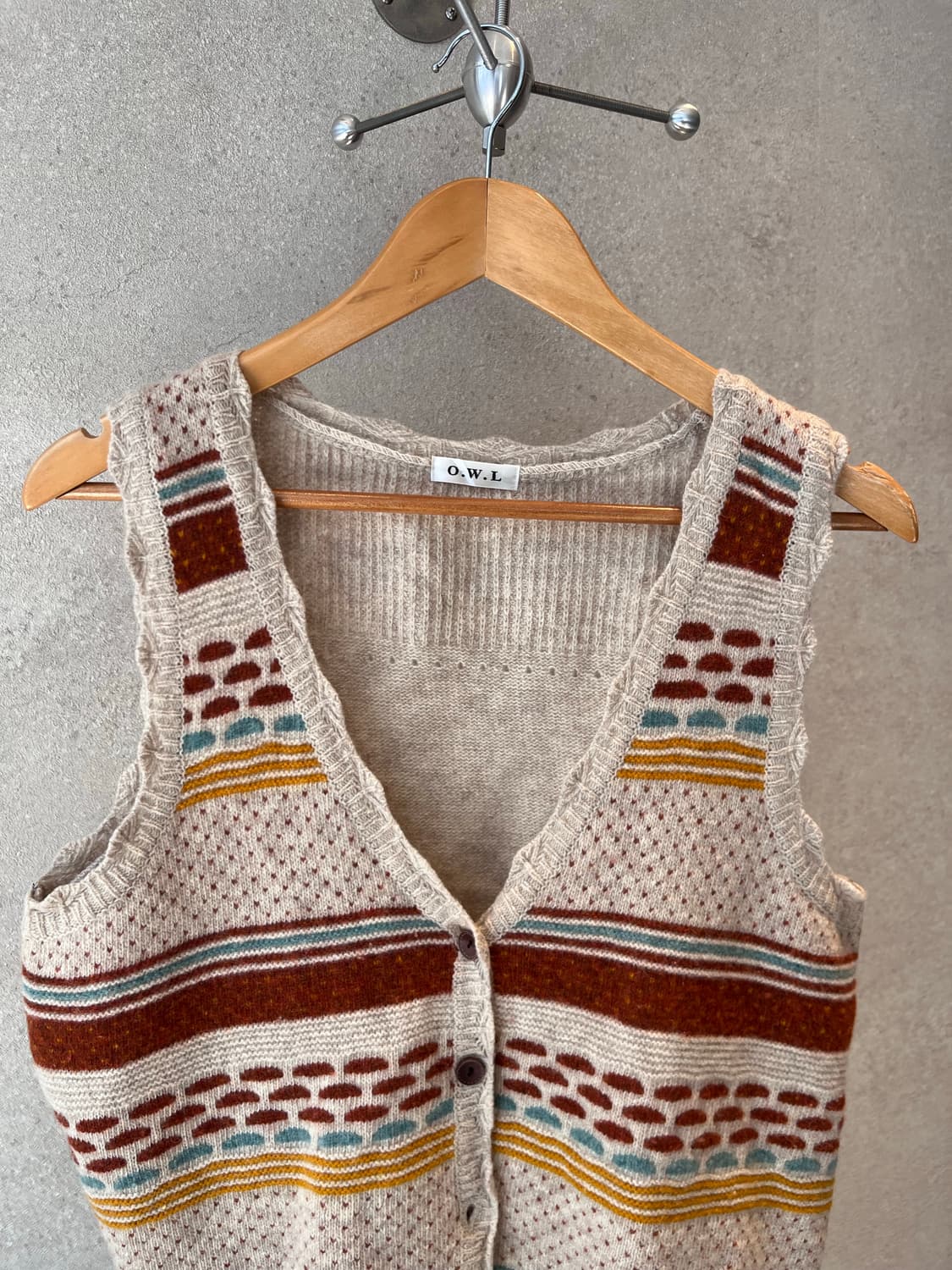 일본 빈티지 에스닉 패턴 니트 베스트 조끼 상품이미지2