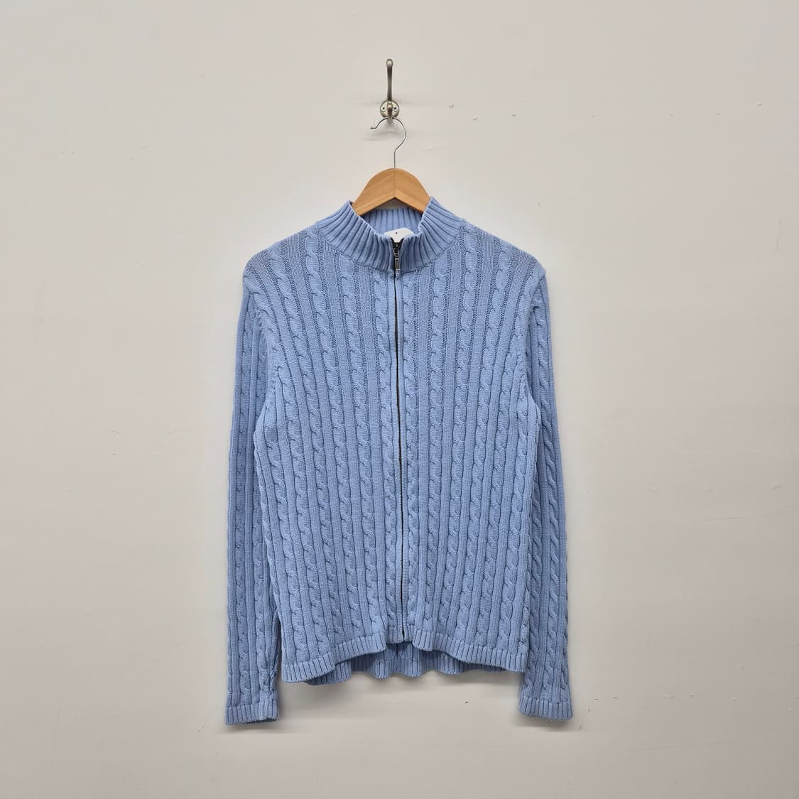 엘엘빈 케이블 니트 블루 집업 가디건 남성 XL 상품이미지1