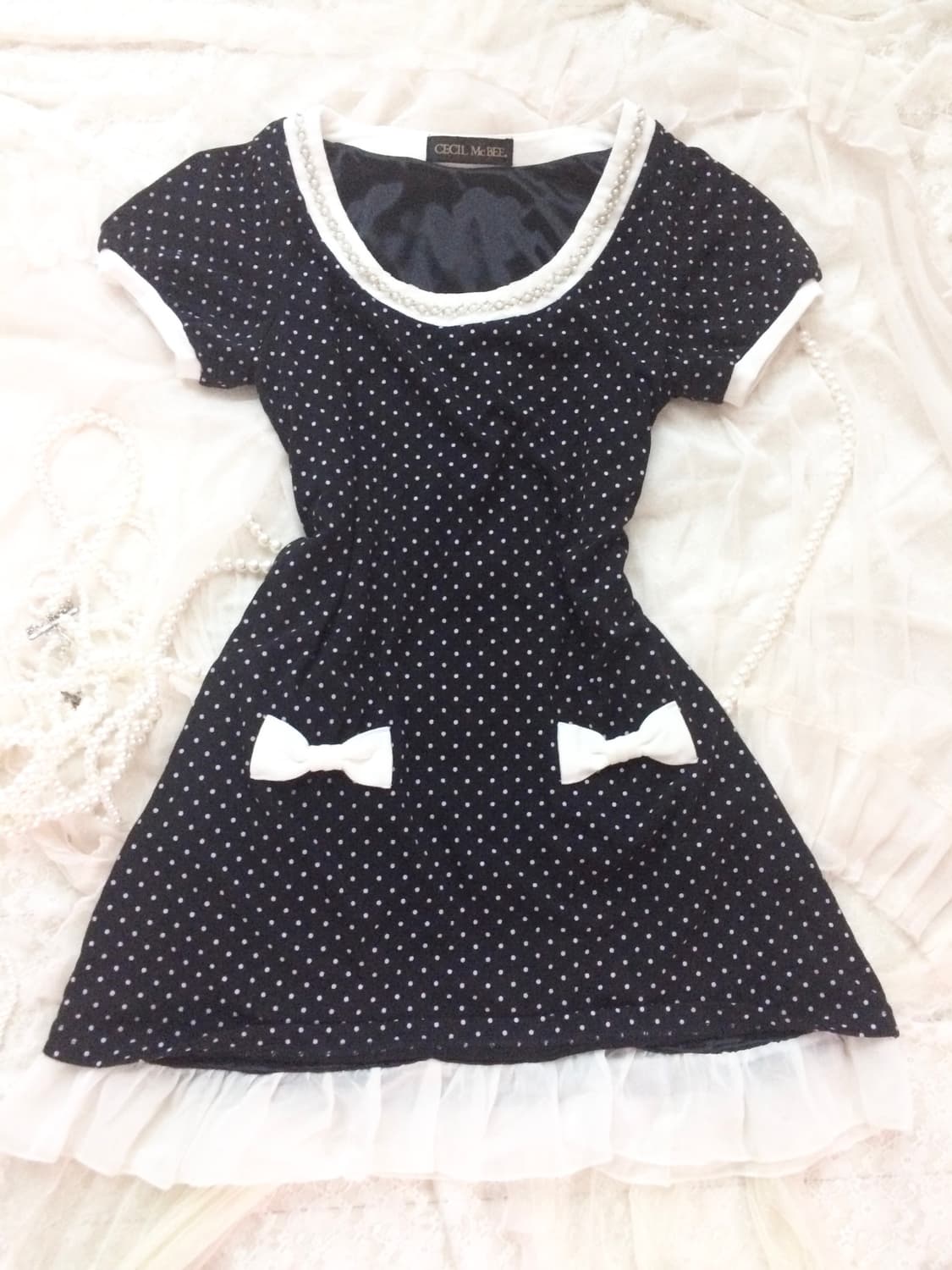 VintageCecil McBee Polka Dot Bow Mini Dr 상품이미지1