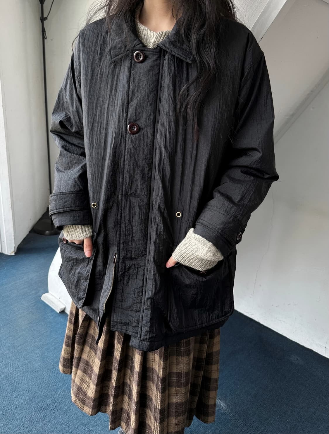  Padded design single collar easy coat 상품이미지7
