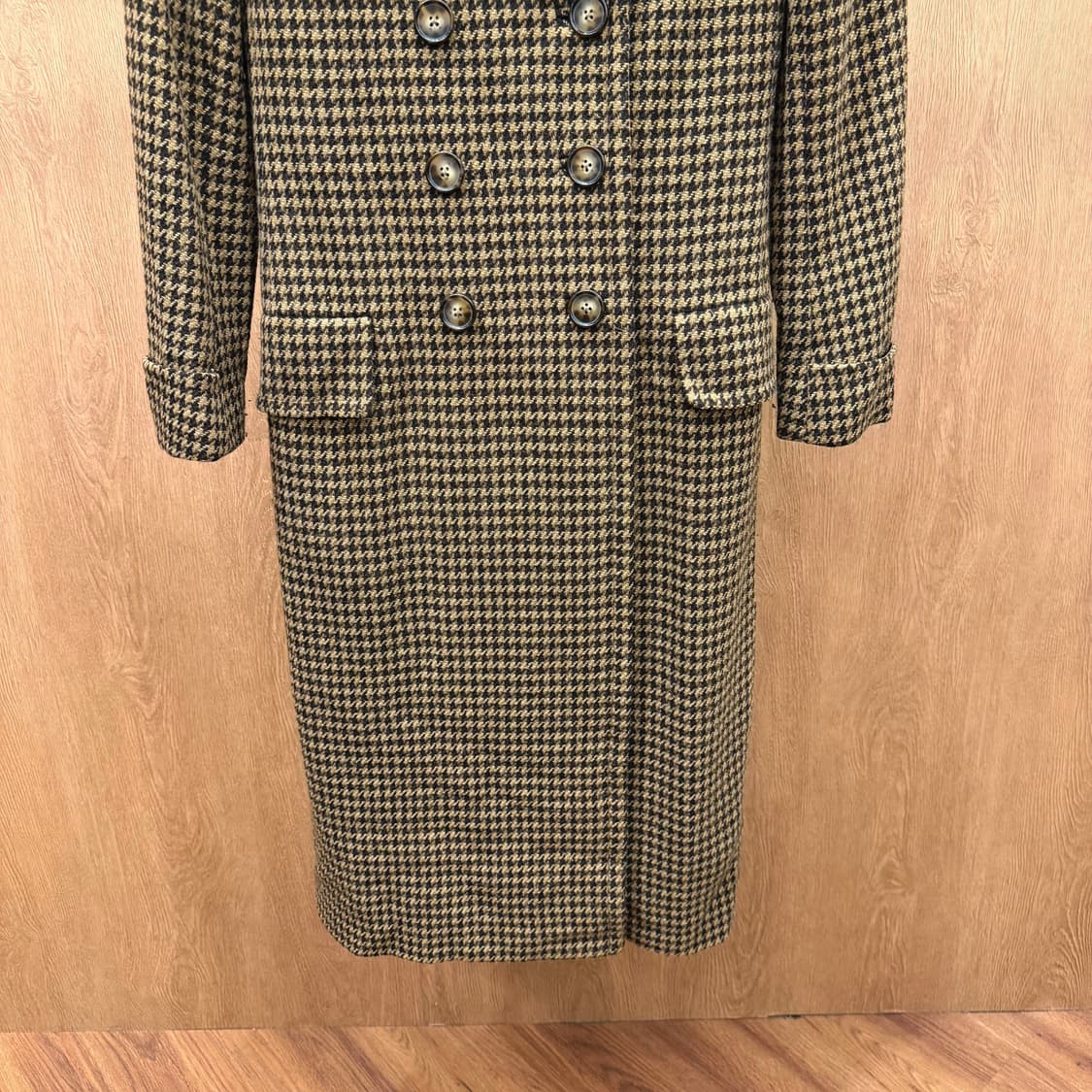 랄프로렌 더블 브레스티드 롱 코트 클래식 하운드투스 패턴 디테일 브라운 상품이미지5