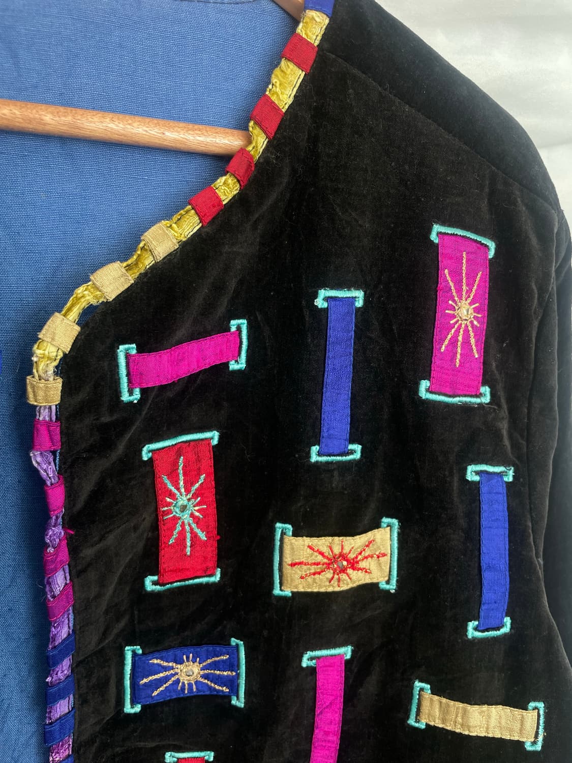 빈티지 패치워크 벨벳 자켓 블랙 상품이미지3