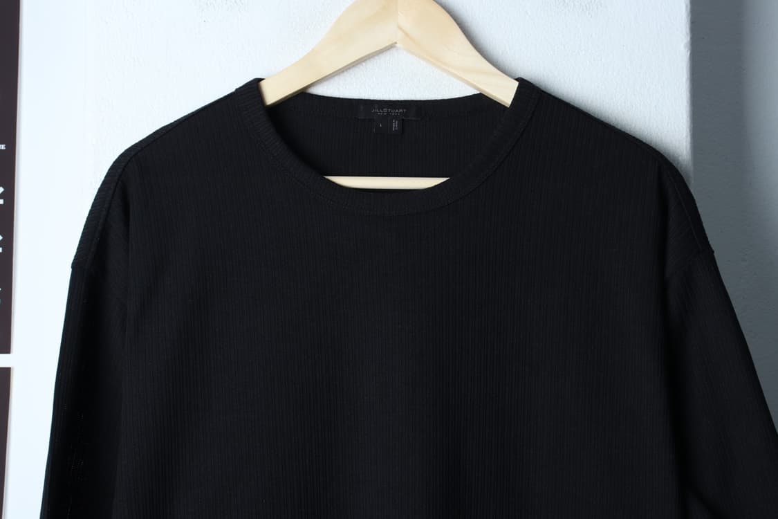 (L-XL) 질스튜어트 반팔 티셔츠 무지 골지 블랙 놈코어-H32585 상품이미지3