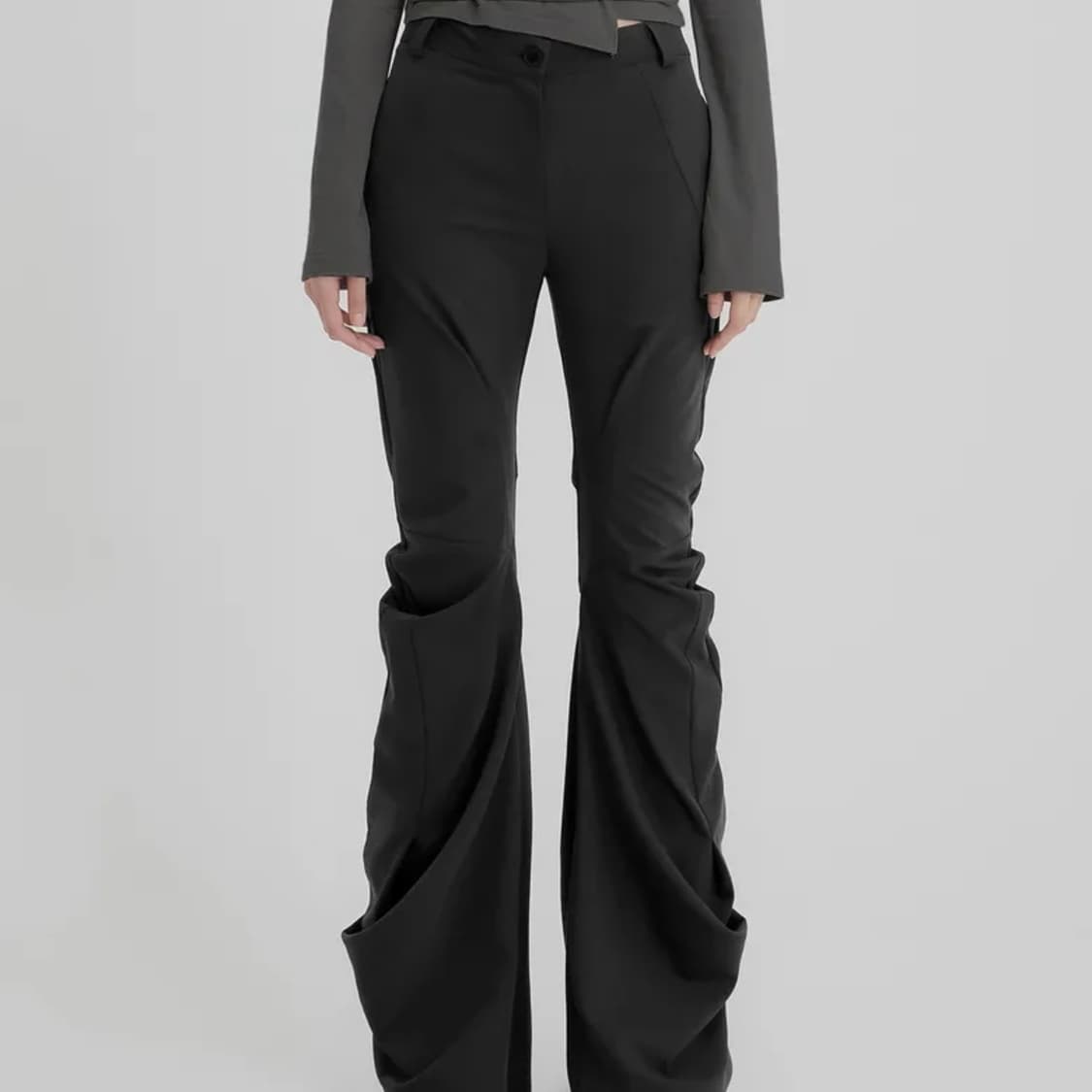 플레어업 드레이프 팬츠 블랙 상품이미지2