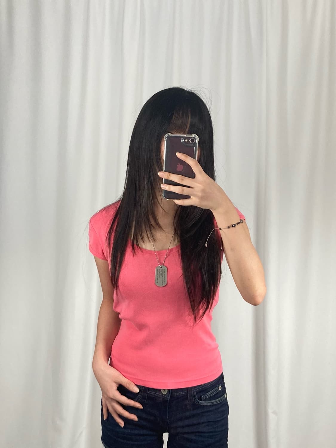 폴로 U넥 후면 프린팅 핑크 반팔 상품이미지2