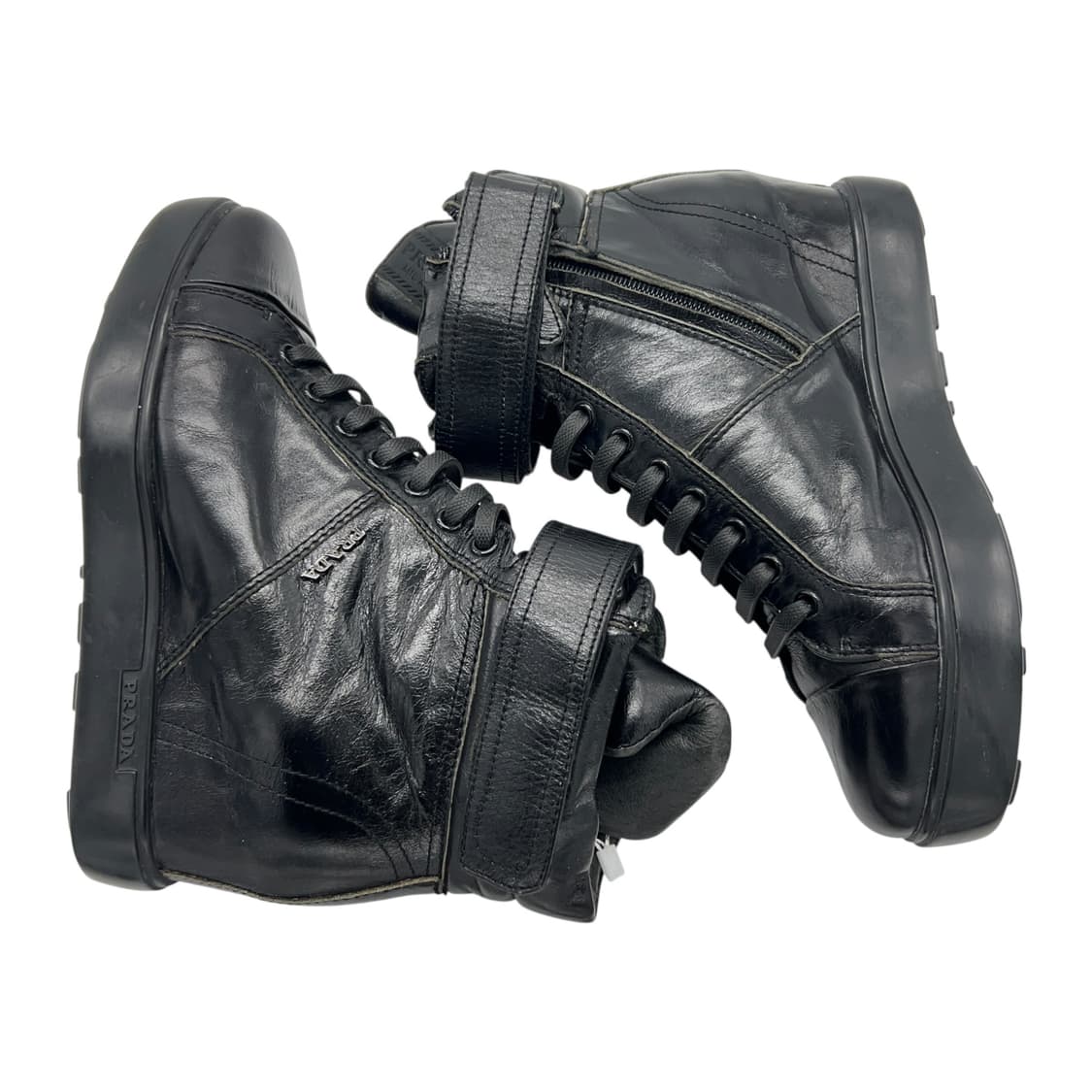 255 W 프라다 웨지힐 스니커즈 레더 블랙 (EU39) 상품이미지2