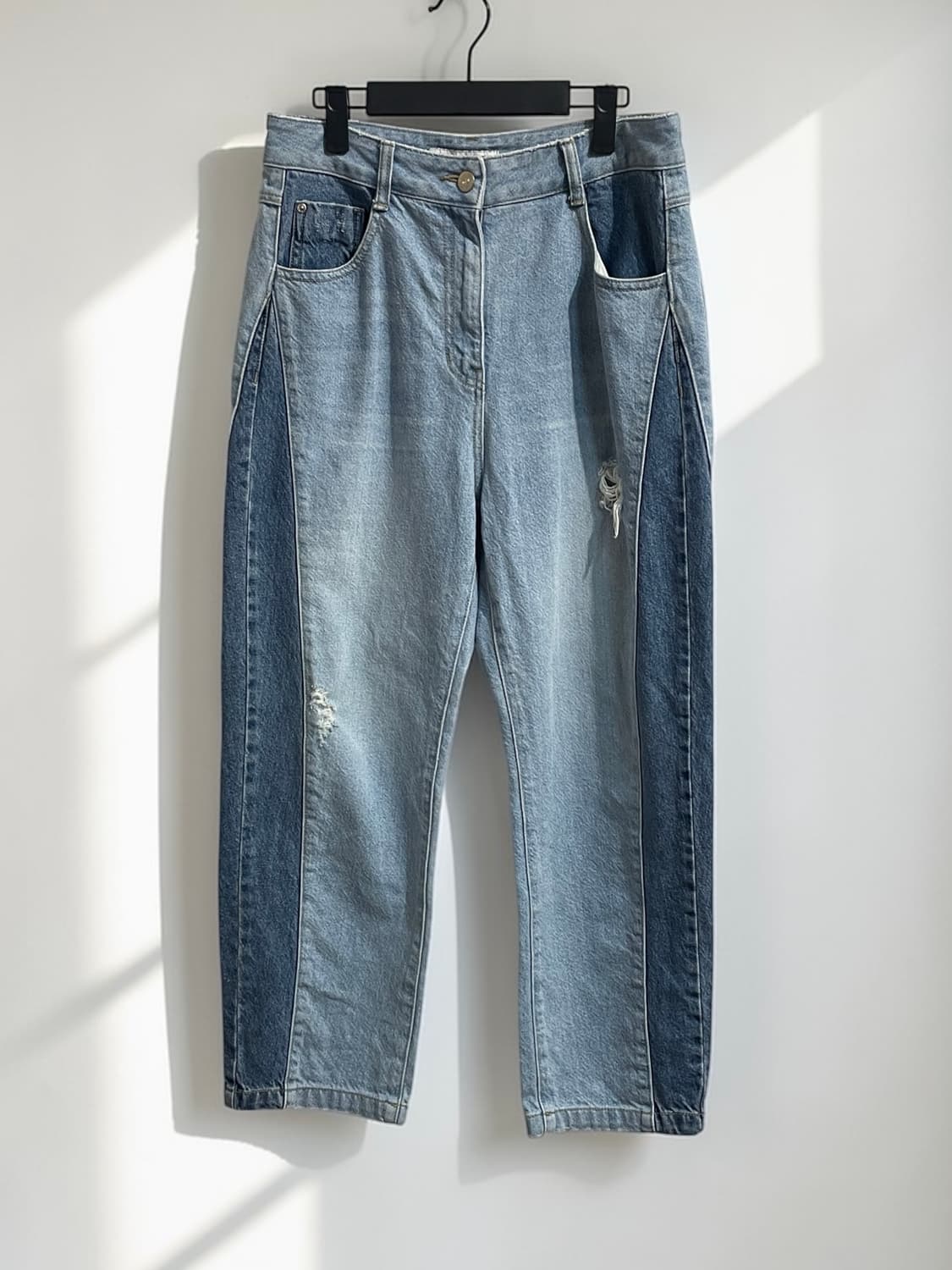 럭키슈에뜨 투톤 패널 데님 팬츠 상품이미지1