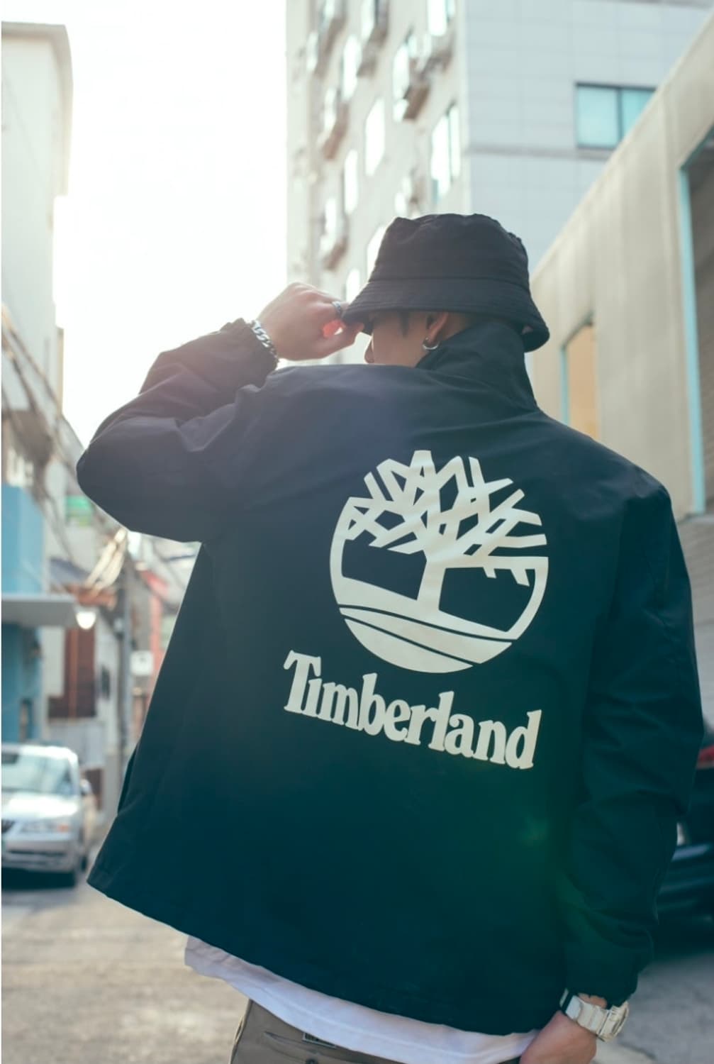 팀버랜드 빅로고 기모 나일론 자켓 L size 상품이미지4