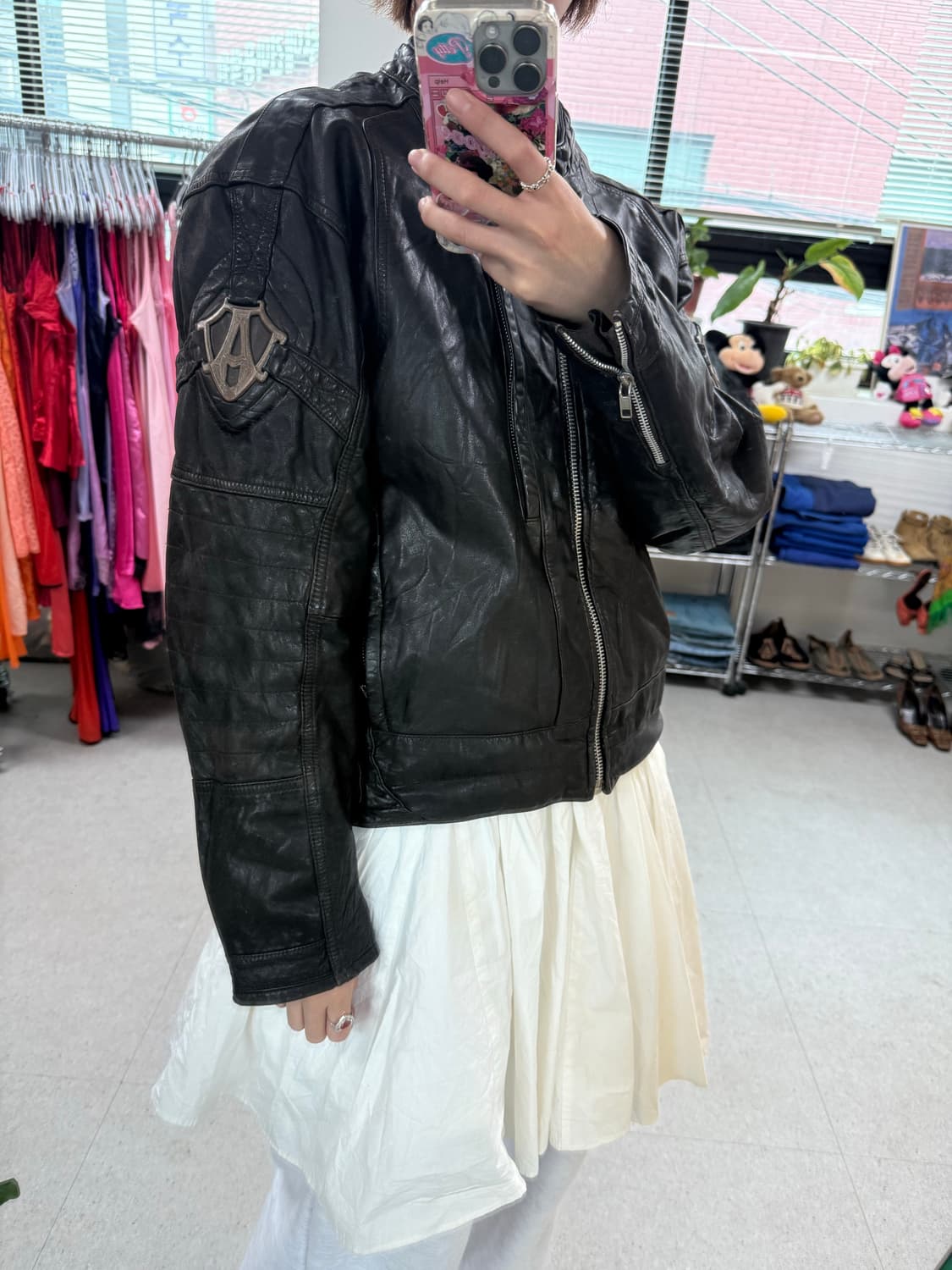 Usa leather racing jacket 미국 가죽 레이싱 자켓  상품이미지2