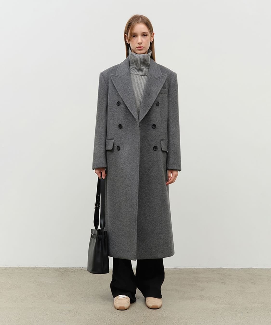 던스트 유니섹스 테일러드 더블 브레스티드 울 코트 멜란지그레이 xs 상품이미지1