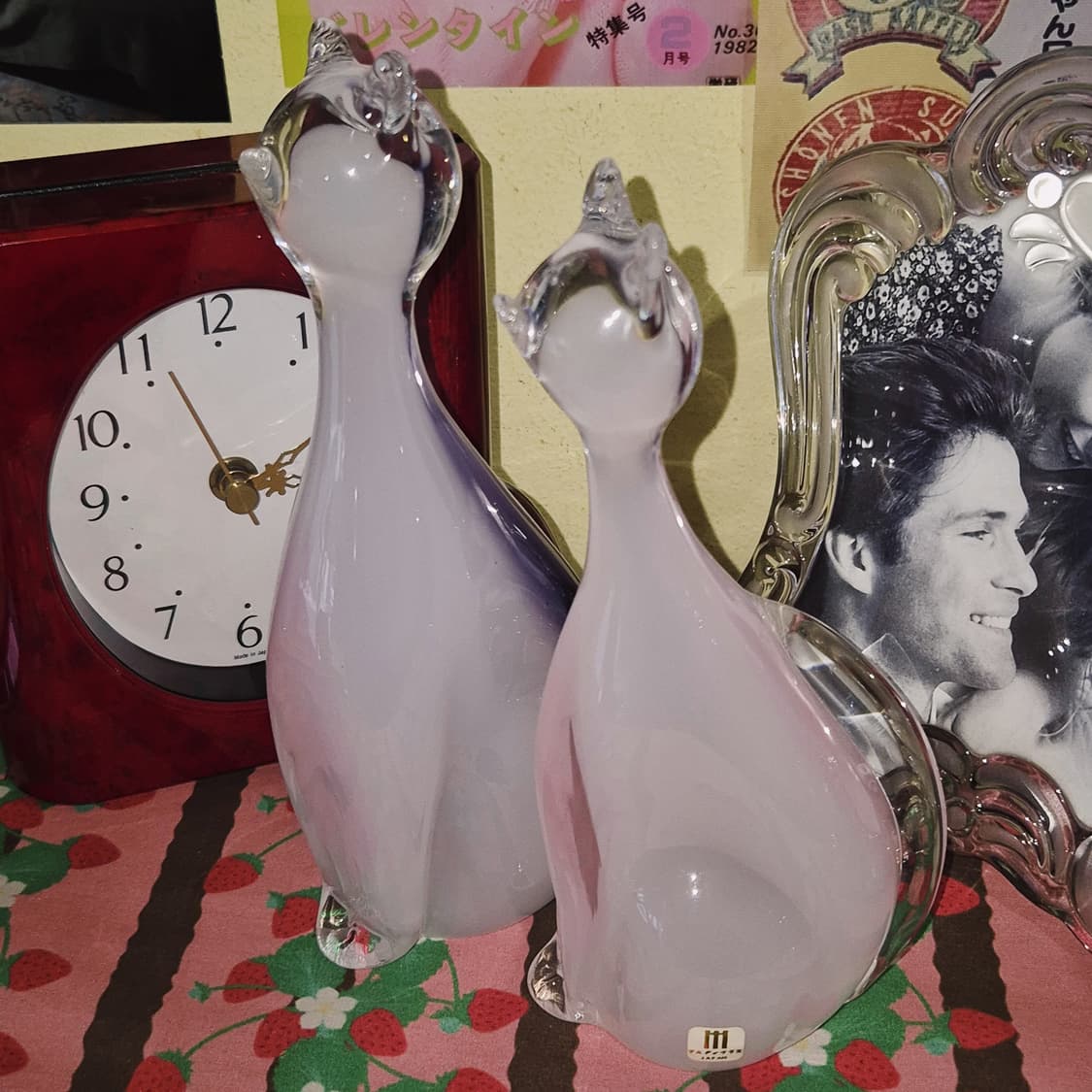 80s 핸드블로운 컬러 마블 고양이 세트 상품이미지7