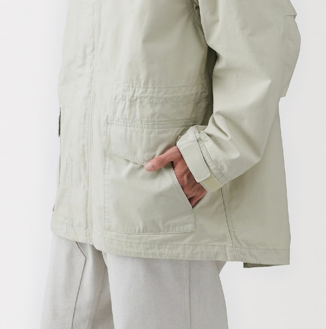 <새상품>SNS인기 무인양품 LABO 코튼 라이트 캔버스 후드 블루종 상품이미지6