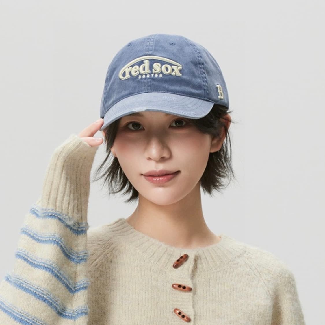 MLB 카리나 빈티지 데미지 커브 로고 언스트럭쳐 볼캡 (새상품) 상품이미지5