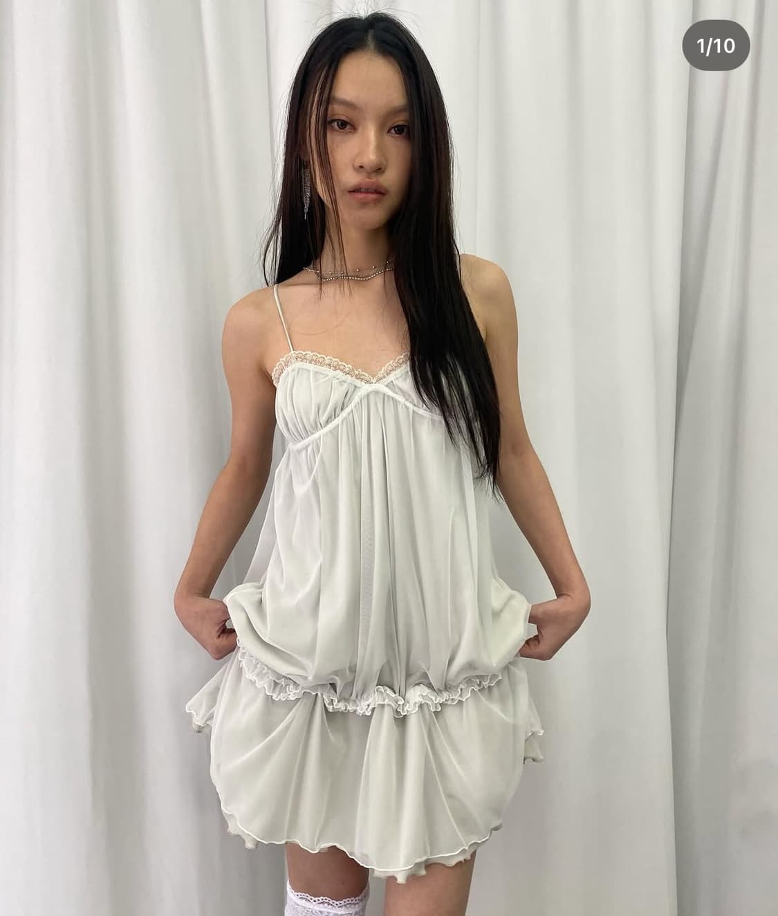 루즈슬립오버 Sheer Layered Two-Way Dress 상품이미지1