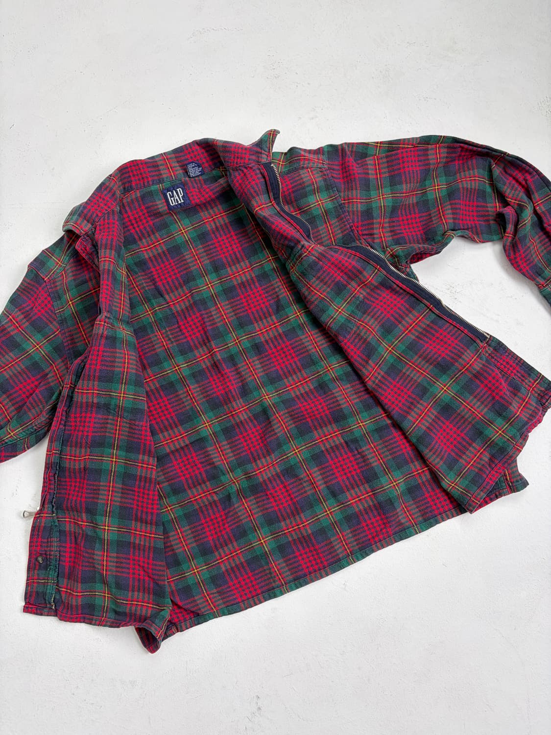 90s Gap Plaid Zip Up Shirt (red/green) 상품이미지7