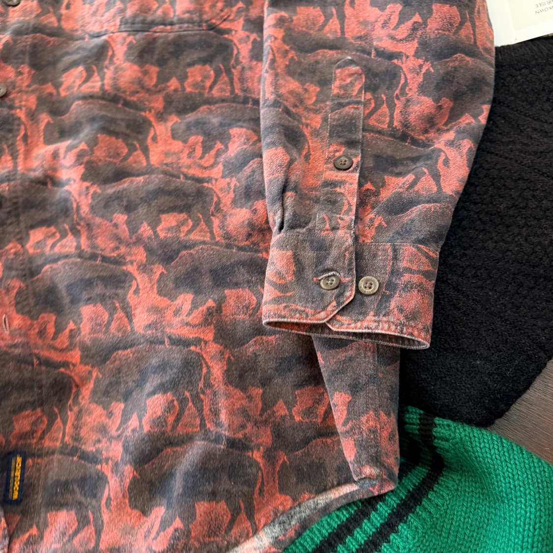 울리치 페루 에스닉 버팔로 패턴 셔츠 L XL 상품이미지4