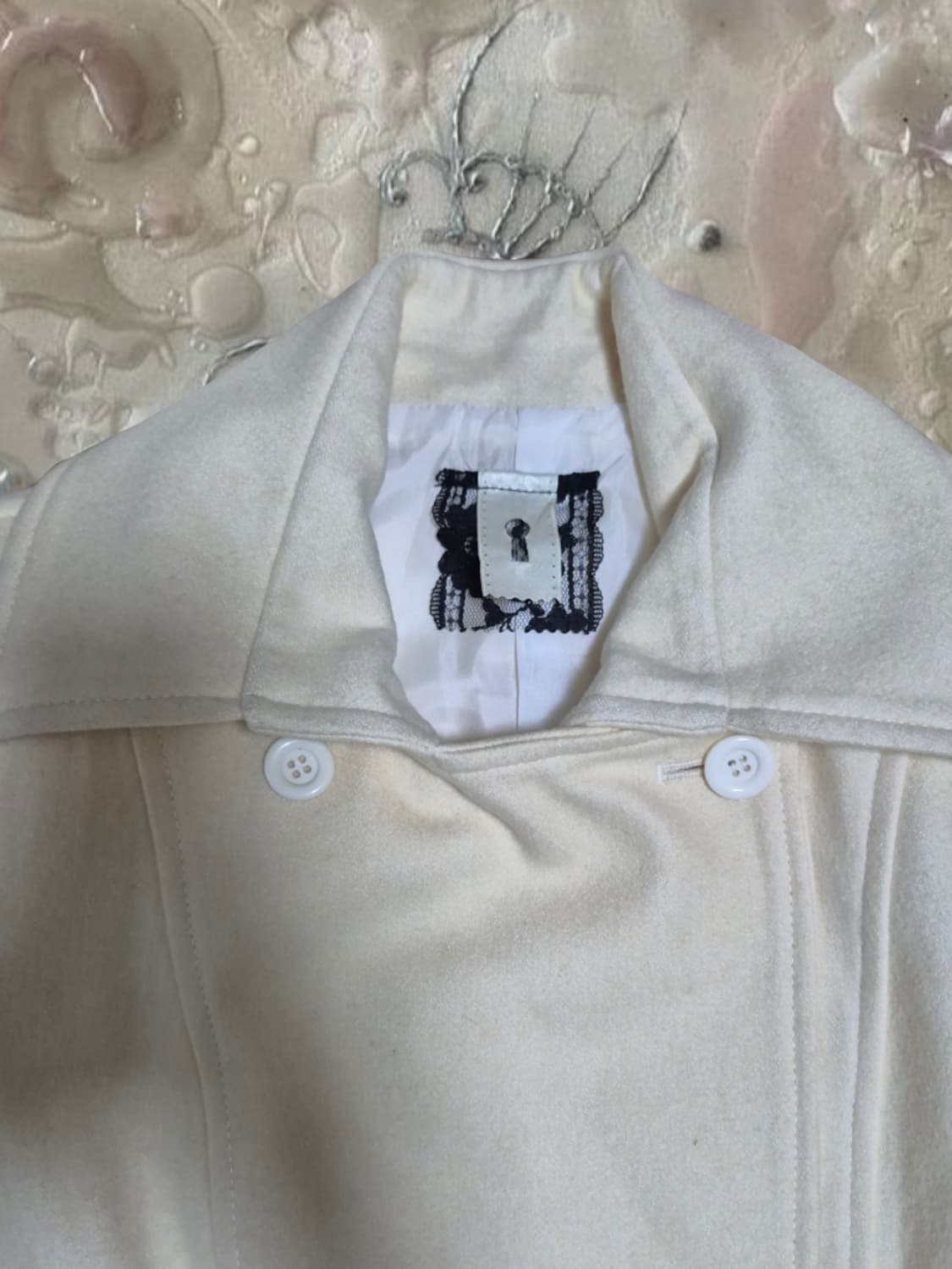 빈티지 y2k 달빛천신 아이보리 벨티드 더블 버튼 코트 로맨틱갸루 상품이미지2