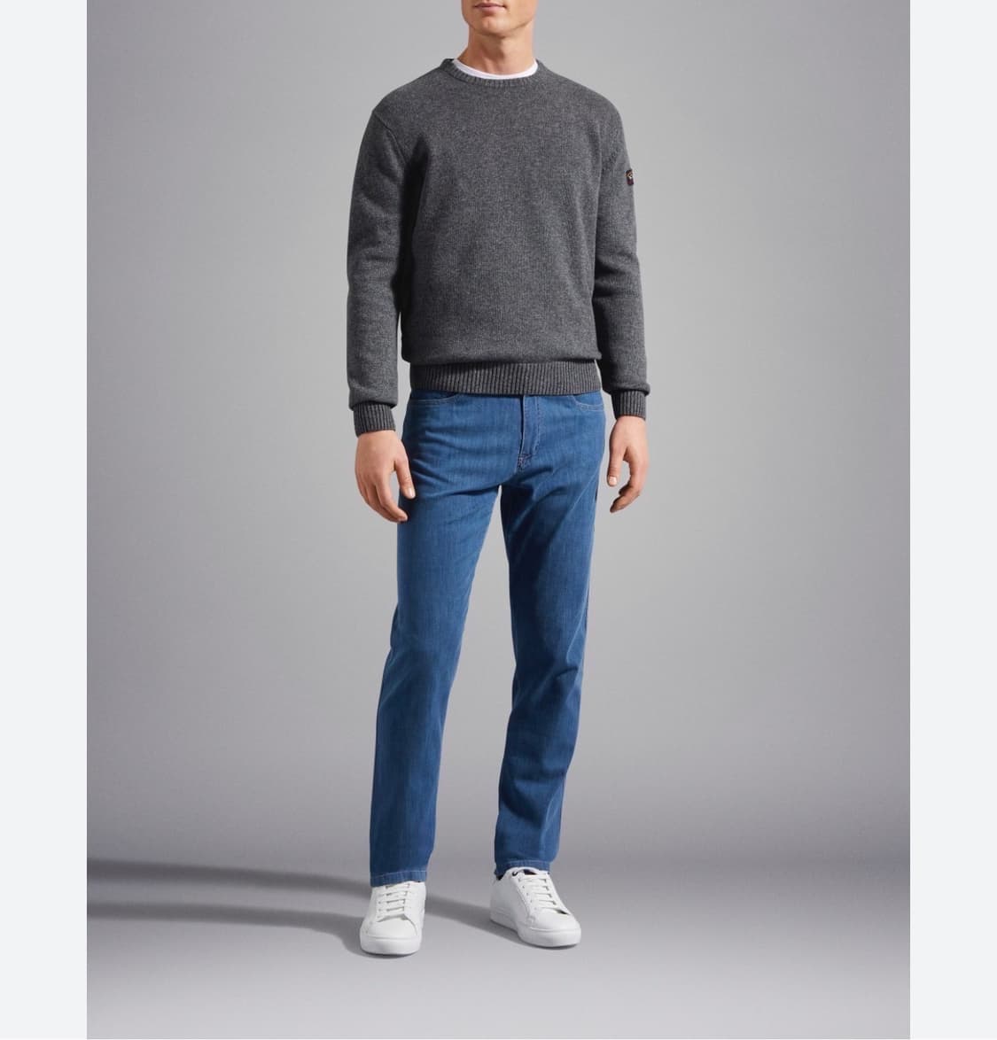 (정품/새상품) 폴앤샤크 남성 차콜 그레이 슬리브 와펜 울 니트 상품이미지6