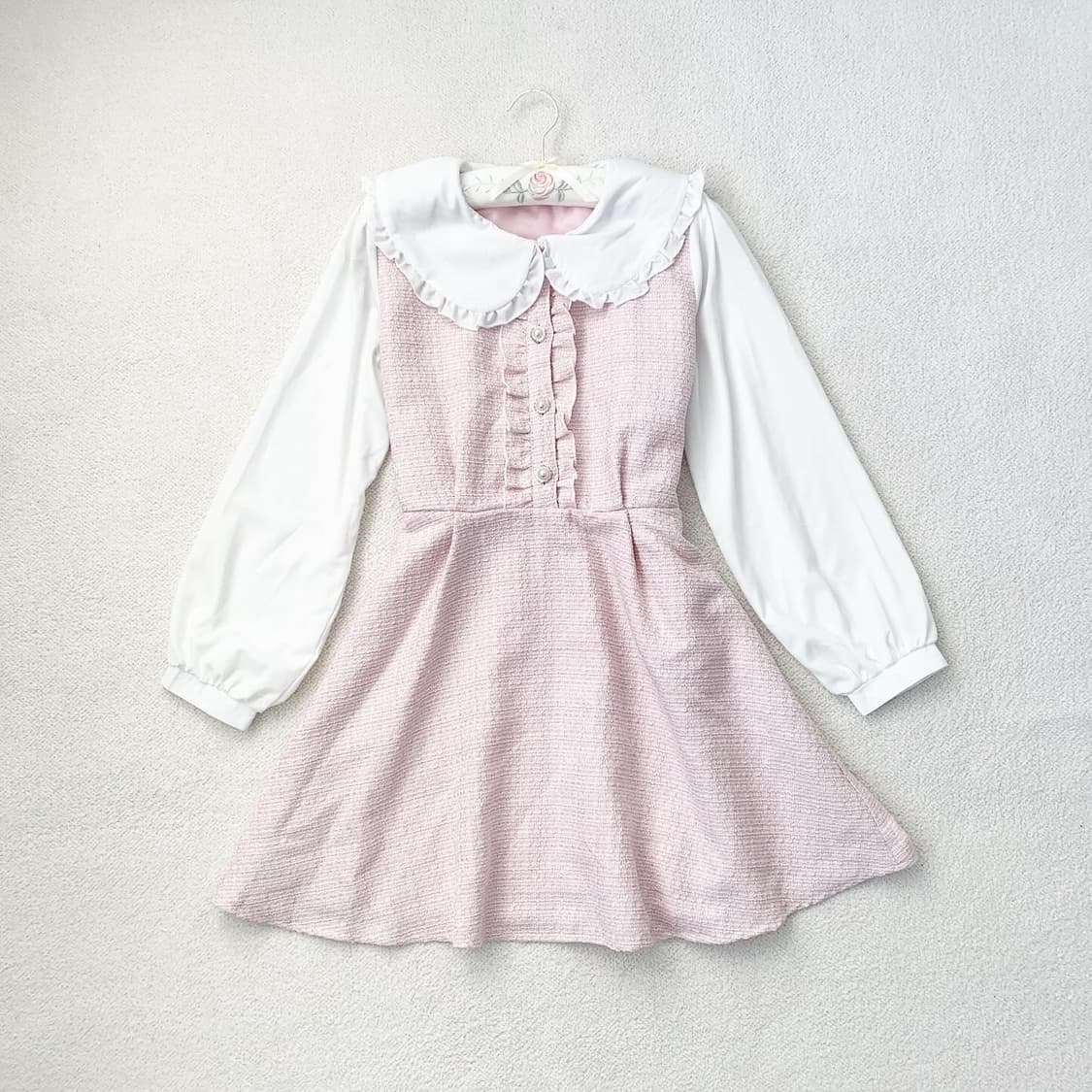 Chip clip 베이비핑크 트위드 원피스 상품이미지1