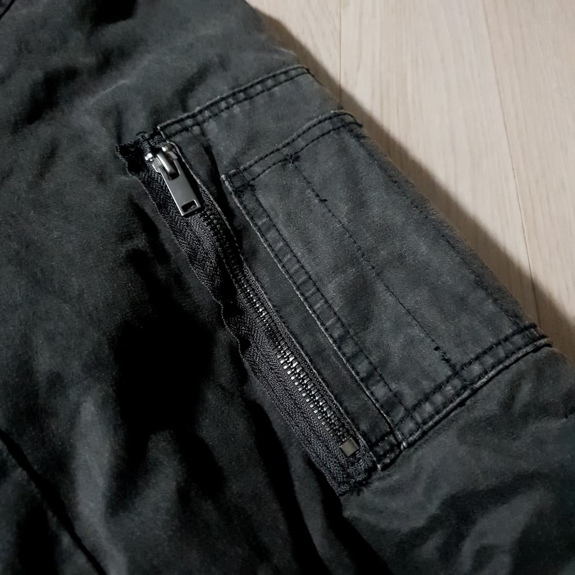 정가14만(새제품L) 자라 빈티지 왁스자켓 항공점퍼 블루종 마원 cwu 상품이미지4