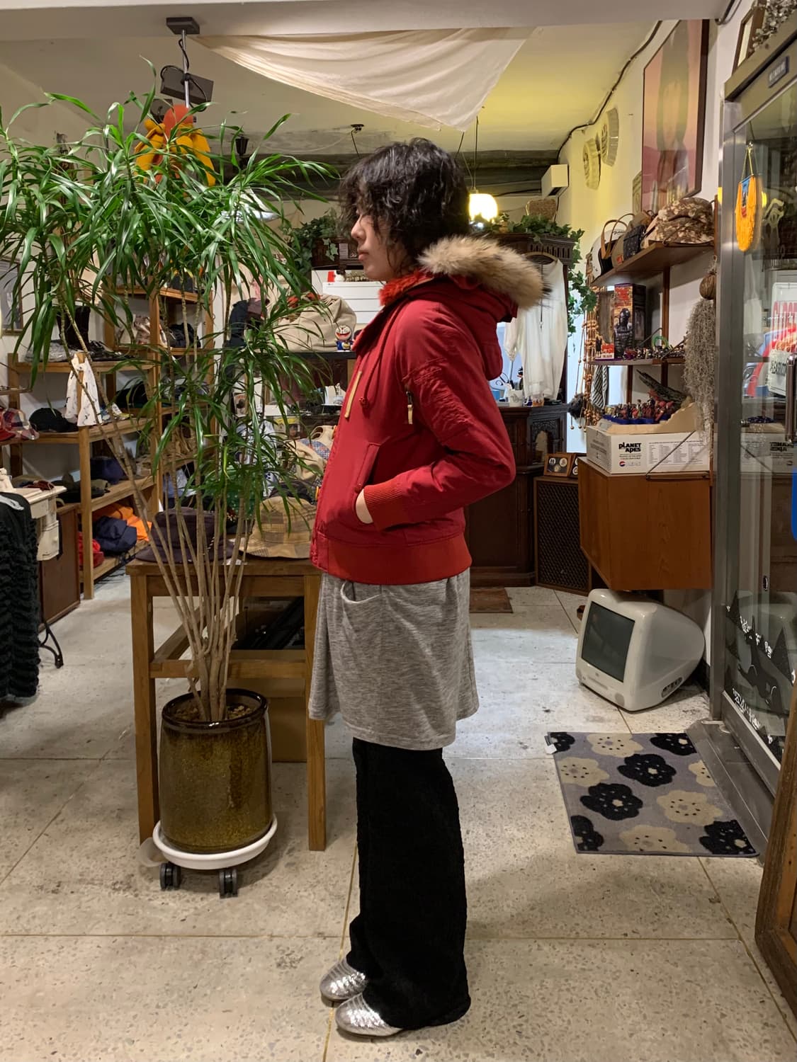 빔즈보이 N2b 레드 지퍼 퍼 후드 자켓 상품이미지1