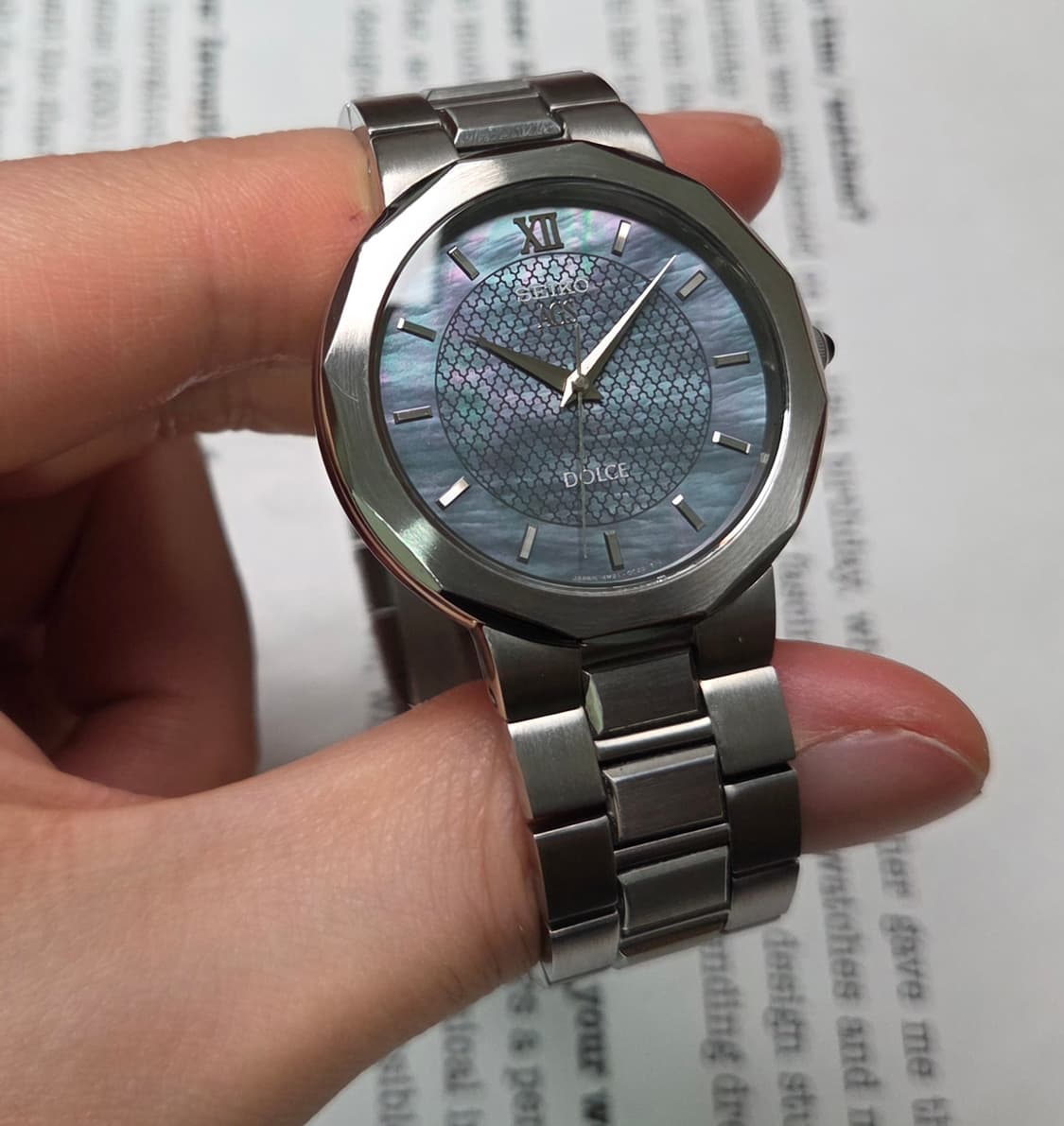 레어] 빈티지 세이코 돌체 블루자개판 칼침핸즈 각베젤 논데이트 슬림쿼츠 상품이미지5