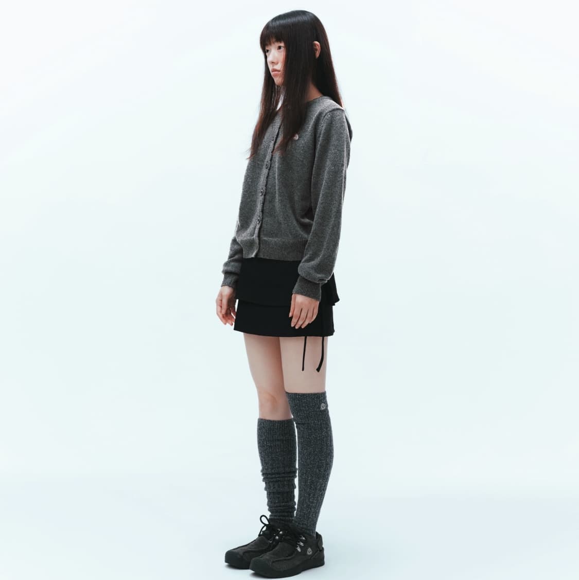 코이세이오 플라워 버튼 가디건 그레이 차콜 상품이미지6
