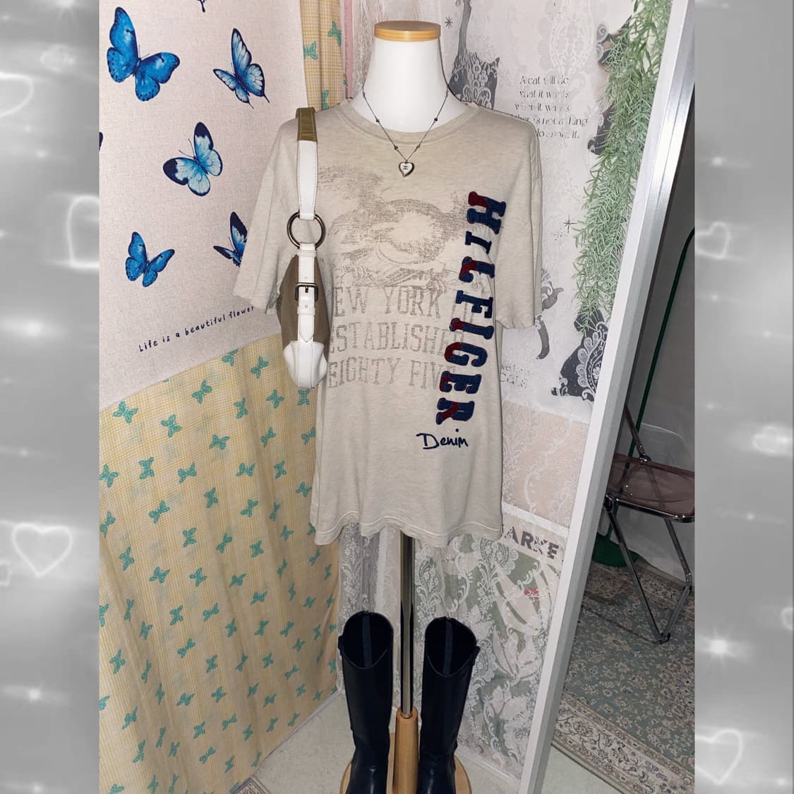 타미 베이지 오버핏 반팔 티셔츠 상품이미지5