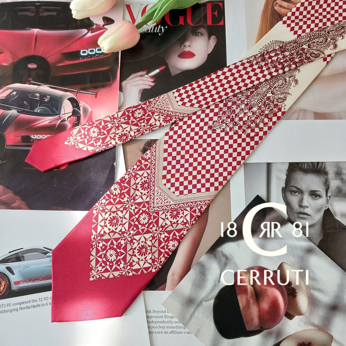 니노 세루티 실크 레드 패턴 넥타이 9.7cm A+등급 A19325
 상품이미지2