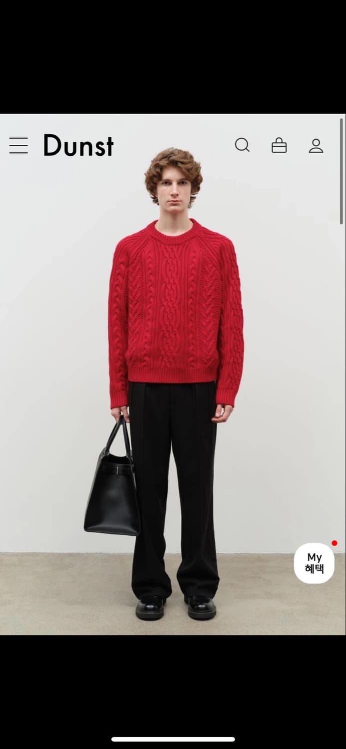 던스트 UNISEX CLASSIC FISHERMAN SWEATER RED 상품이미지7