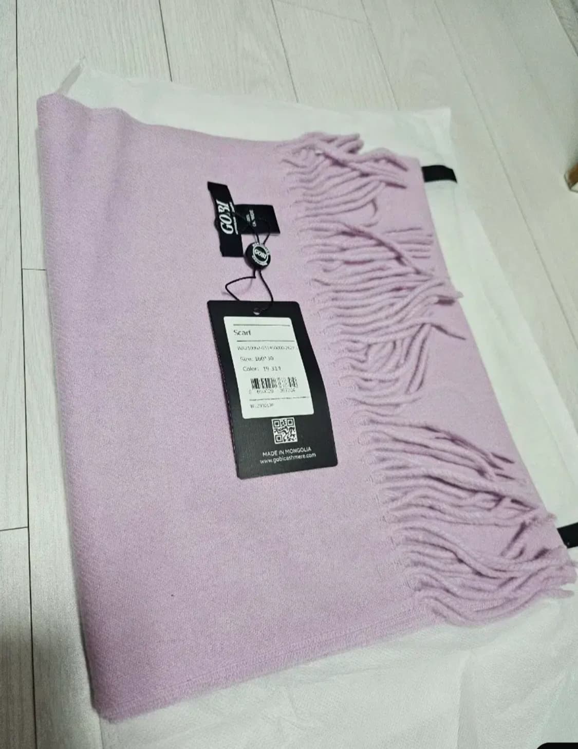 [새상품]고비 캐시미어100 머플어 파스텔 라벤더 퍼플 160 상품이미지2