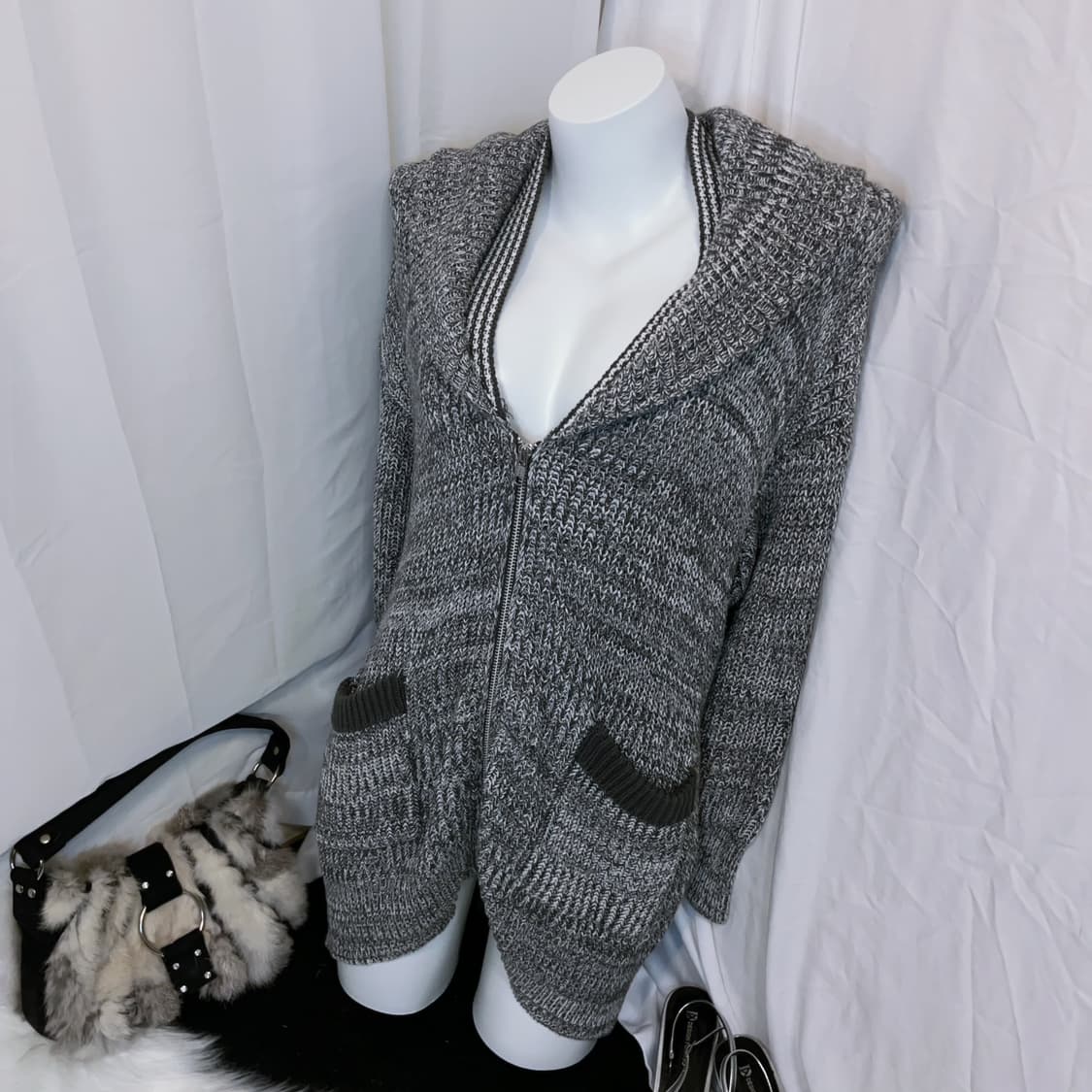 Long knit zip-up 상품이미지2