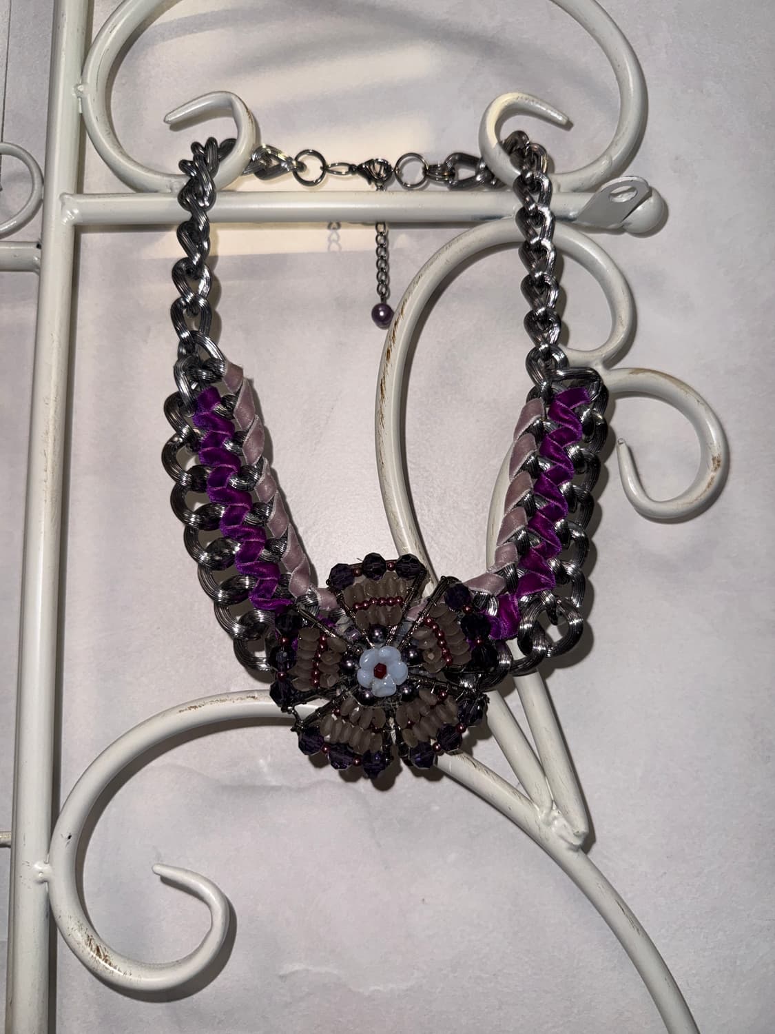 Purple oriental beads flower chain 초커 상품이미지4
