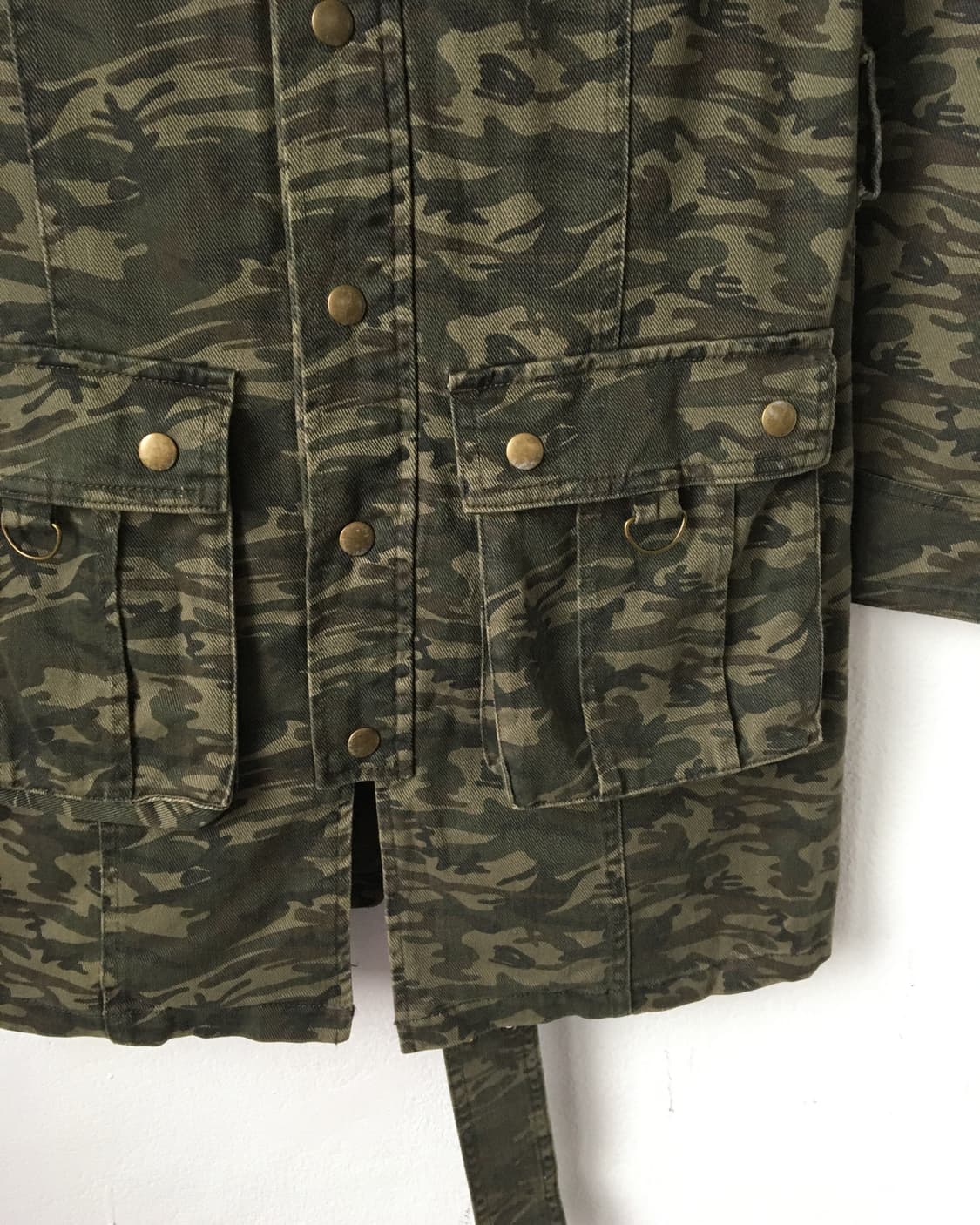 Camo pattern high neck belted jacket 상품이미지4