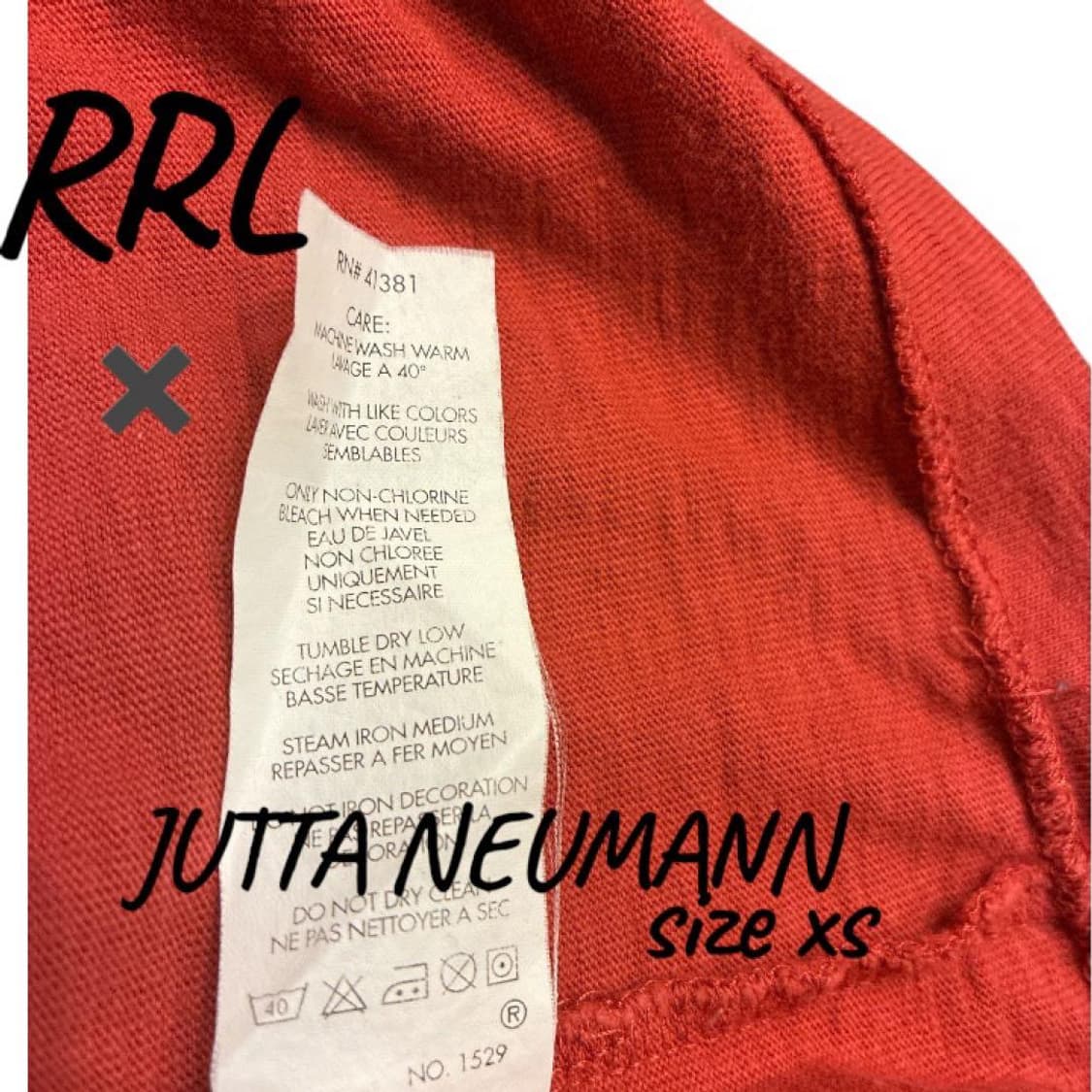 RRL 더블알엘 X 쥬타뉴먼 콜라보 로고 포켓 반팔 티셔츠 오렌지 상품이미지5