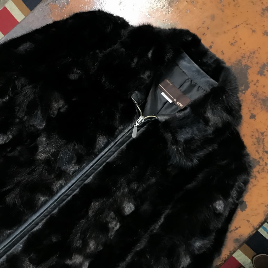 VTG 빈티지 블랙 밍크 양가죽 레이어드 레더 자켓 여성 55 사이즈 상품이미지2