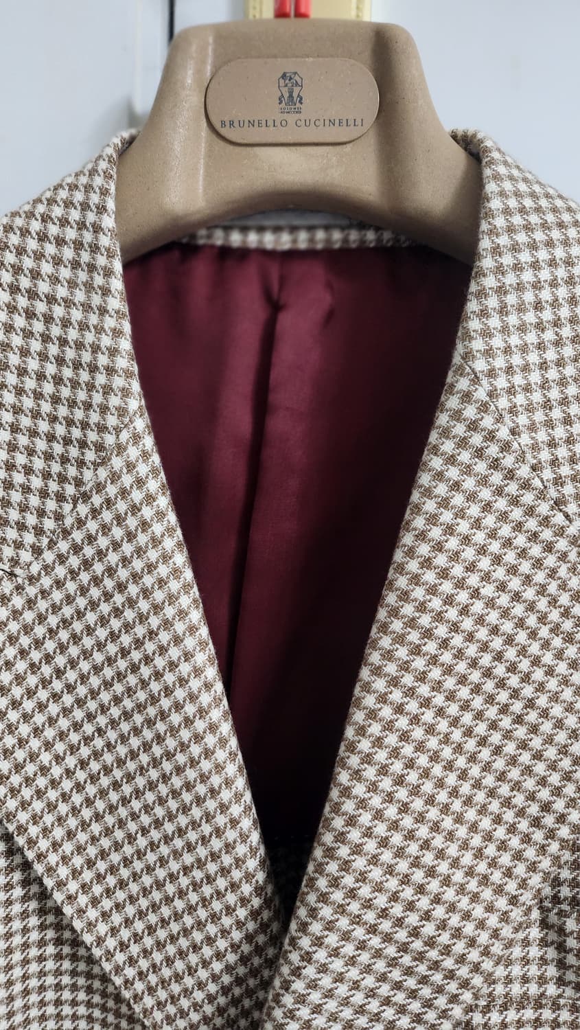 브루넬로 쿠치넬리 피크트 라펠 하운드 투스 싱글 자켓 상품이미지8