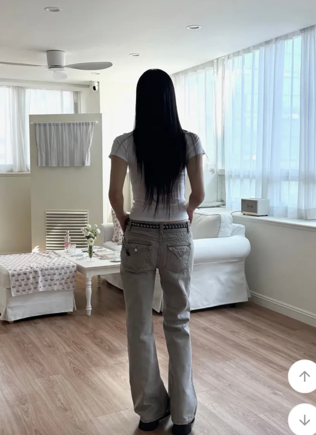 백포켓 로우라이즈 부츠컷 베이지 M 상품이미지2