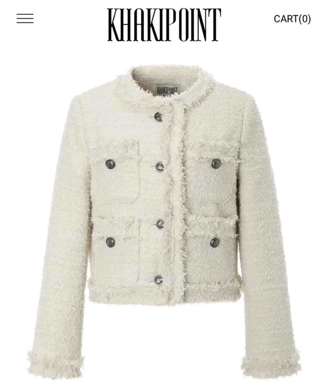 카키포인트 크롭 트위드 아이보리 상품이미지1