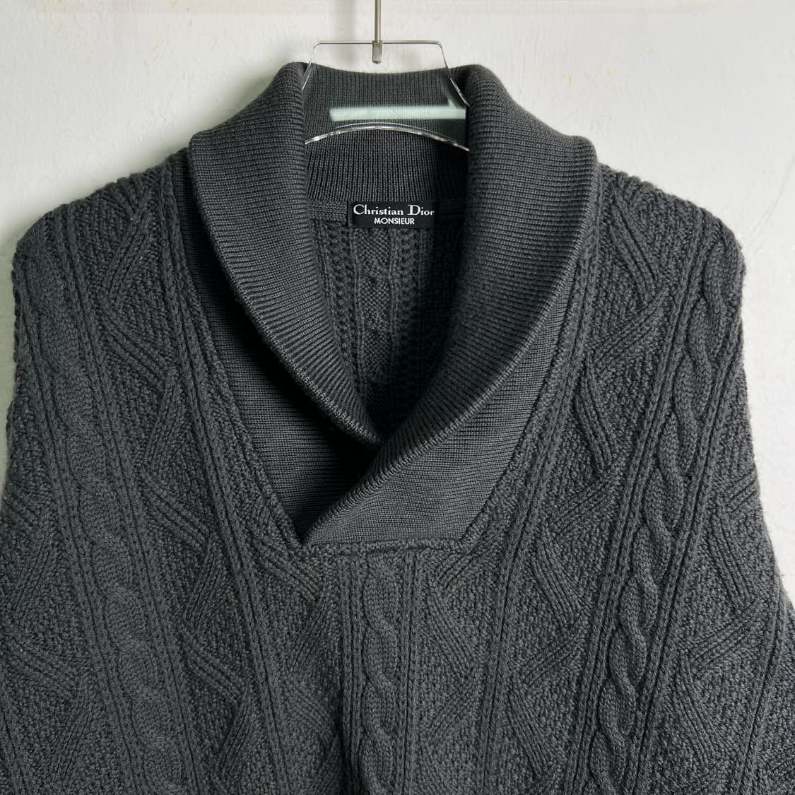 크리스찬 디올 무슈 숄 칼라 케이블 니트 스웨터 L 상품이미지4