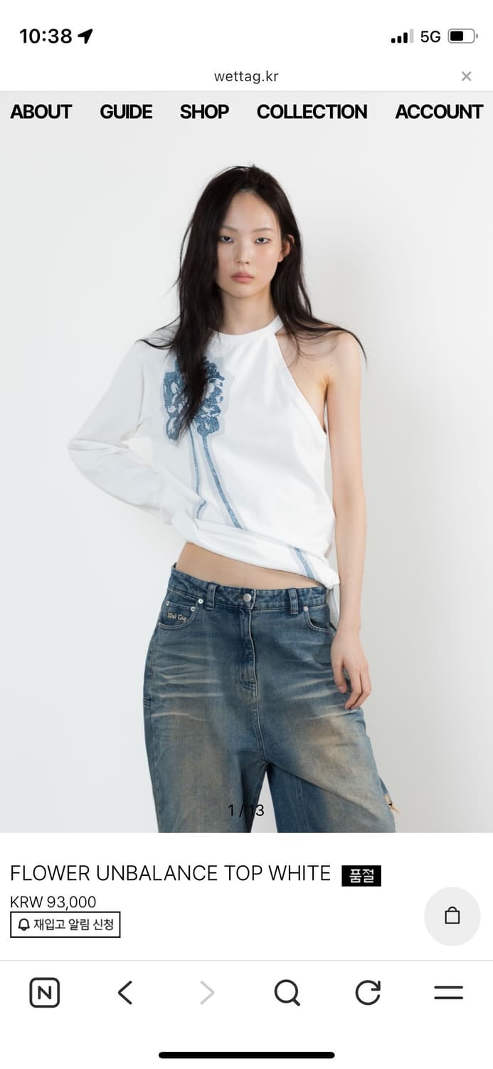Wet Tag FLOWER UNBALANCE TOP WHITE 상품이미지1