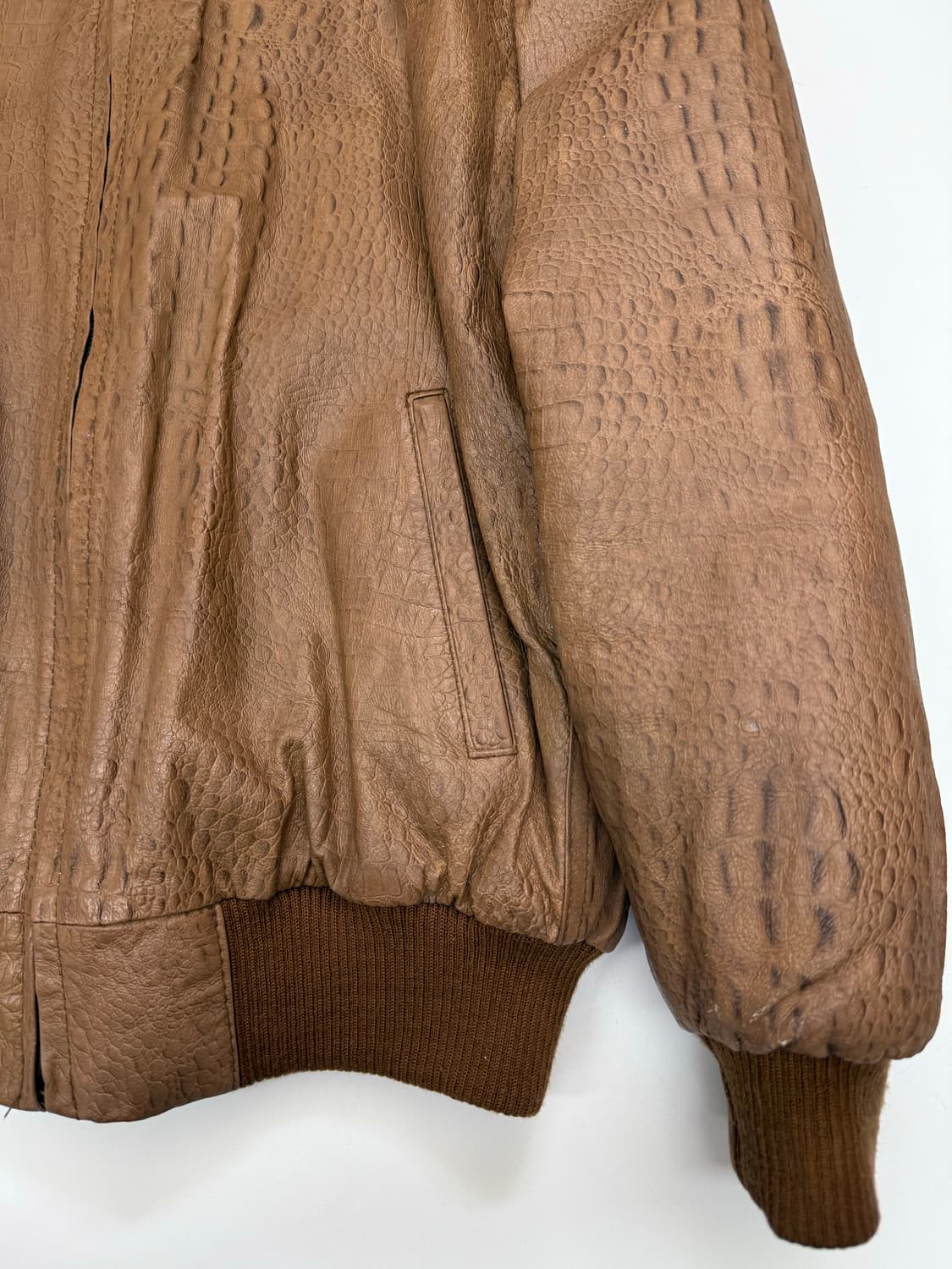 VTG CROCODILE EMBOSSED LEATHER JACKET 상품이미지4