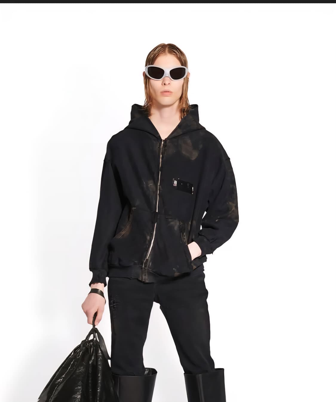 발렌시아가 개퍼 더티 집업 후드 티셔츠 머드 상품이미지1