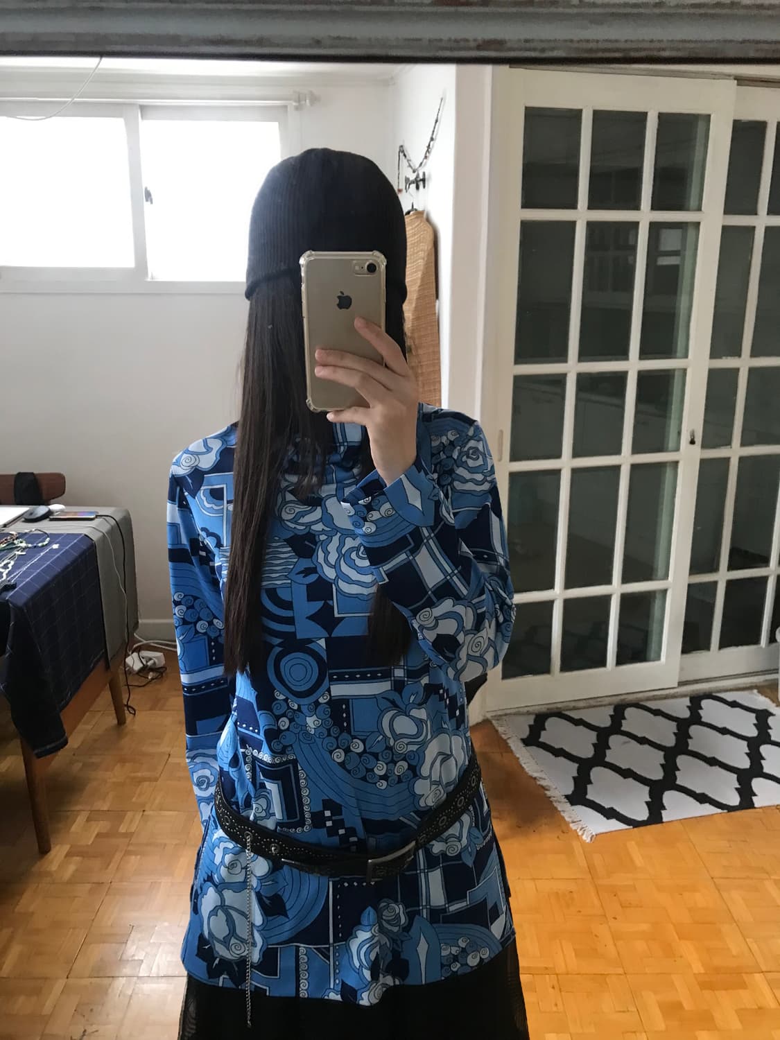 vintage turtle neck pattern top 상품이미지2
