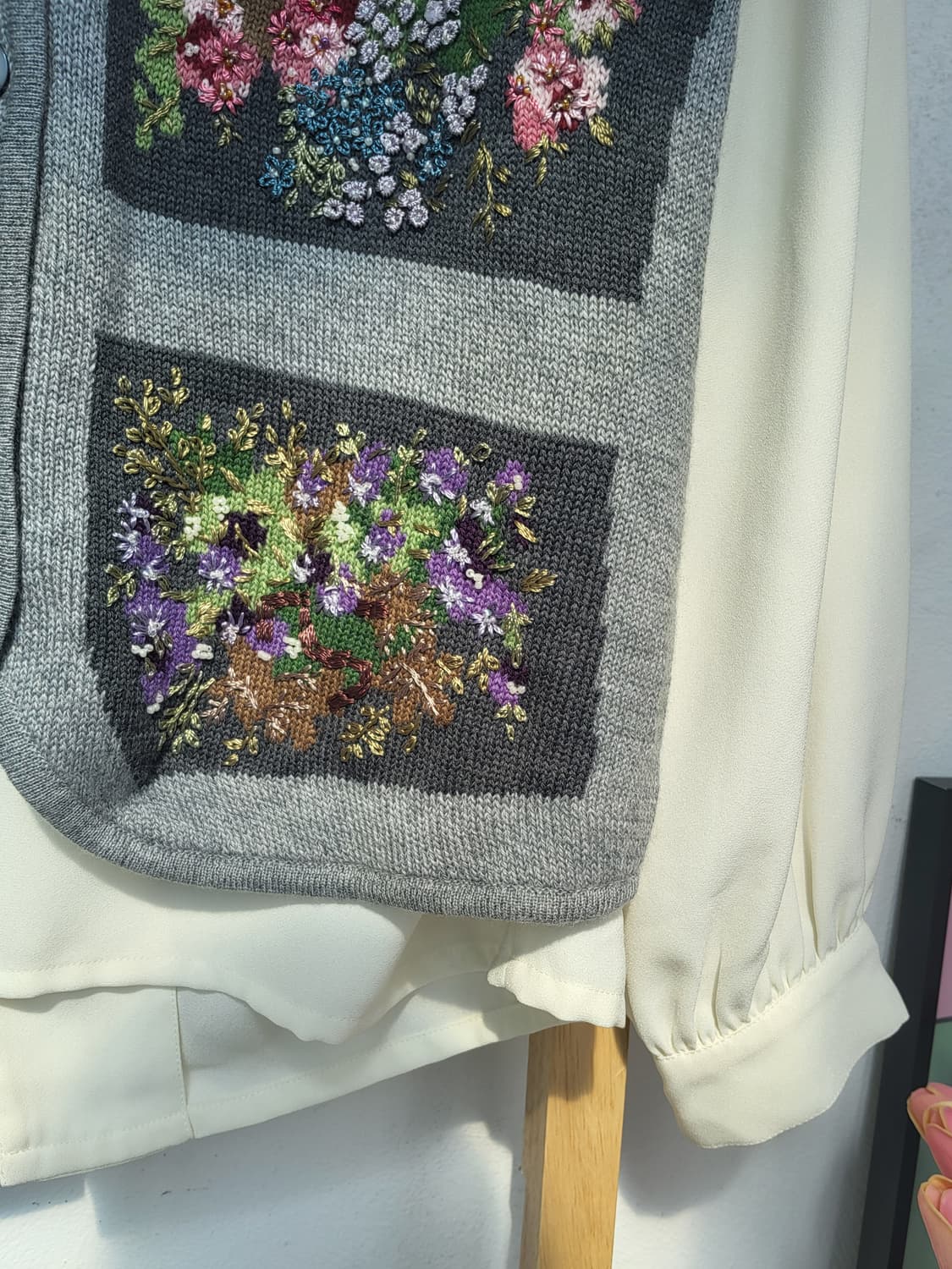 비즈 플라워 자수 빈티지 니트 베스트 상품이미지6