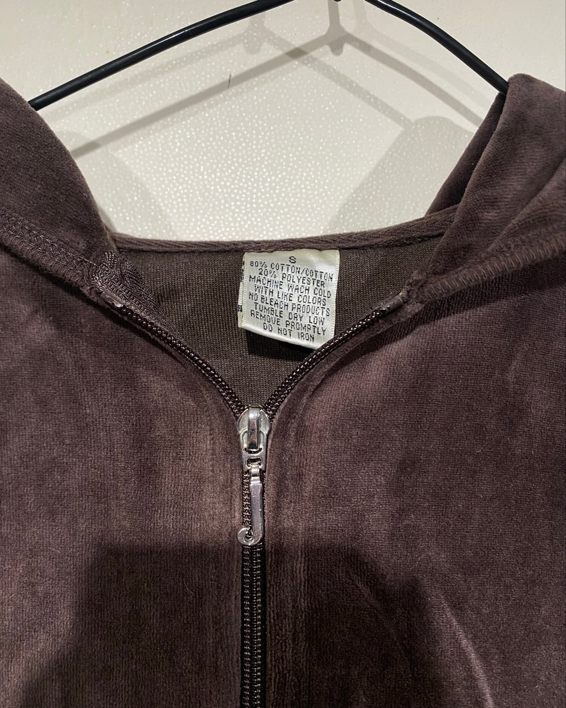Brown velvet hood zip-up  상품이미지3