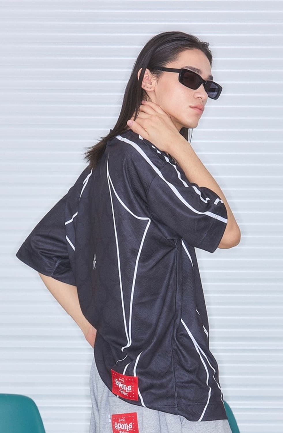 디오스피스 메쉬 풋볼 저지 블랙 반팔 티셔츠 2 상품이미지2