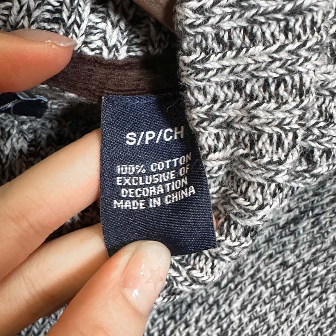 챕스 랄프로렌 하이넥 보카시 니트 엘보 패치 쓰리버튼 디테일 그레이 상품이미지6