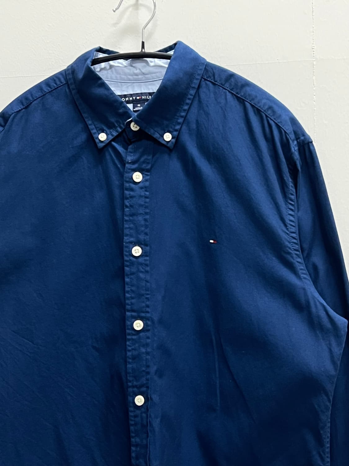 (M) 타미힐피거 스몰로고 코튼 셔츠 네이비 상품이미지3
